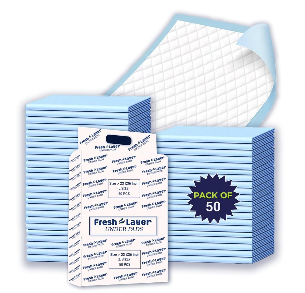 FreshLayer Bed Pads Disposable Adult, Heavy Duty Chux Pads, 60X90 CM, 50 Count, Chucks Underpads Extra Large, Disposable Bed Pads for Incontinence, Pee Pads (L - ( 60 X90))