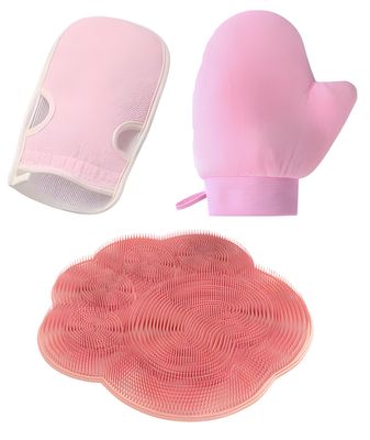 3-Piece Shower Foot Scrubber Mat, Silicone Bathroom Foot Cleaner Mat with Massage Nubs, Non-Slip Foot Scrubber for Dead Skin, Shower Mat for Bathroom, Feet Cleaner Mat.