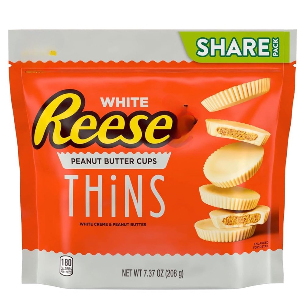 FruitJoy Reese Thins White Chocolate Creme Smooth Rich Peanut Butter Cups Share Pack 208gm (Imporetd USA)