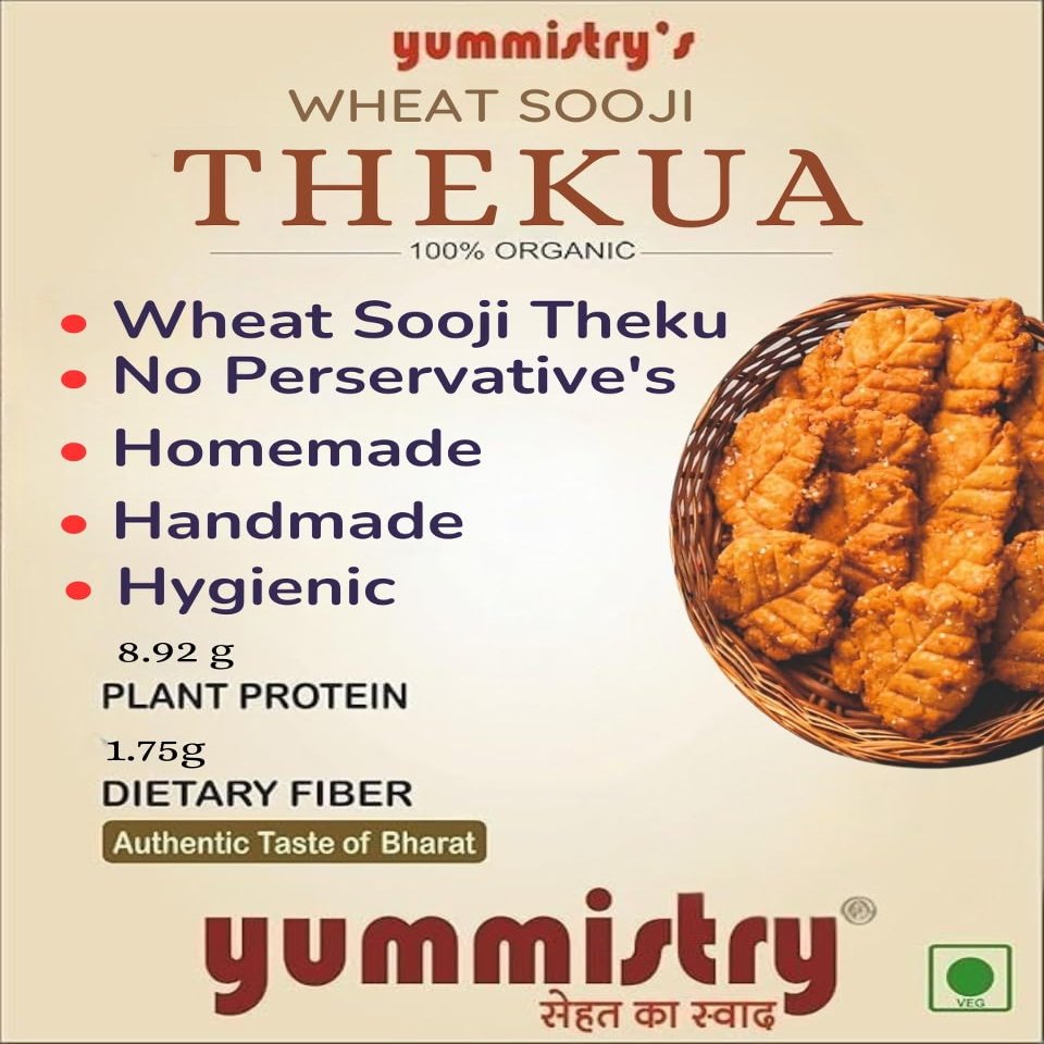Yummistry Bihari Wheat & Sooji Thekua Sweet 250g | Gud Shudh Swad Traditional Homemade Indian Cookies | Desi Ghee & Jaggery Snack | No Preservatives | Chhath Puja Prasad & Festive Mithai Gift