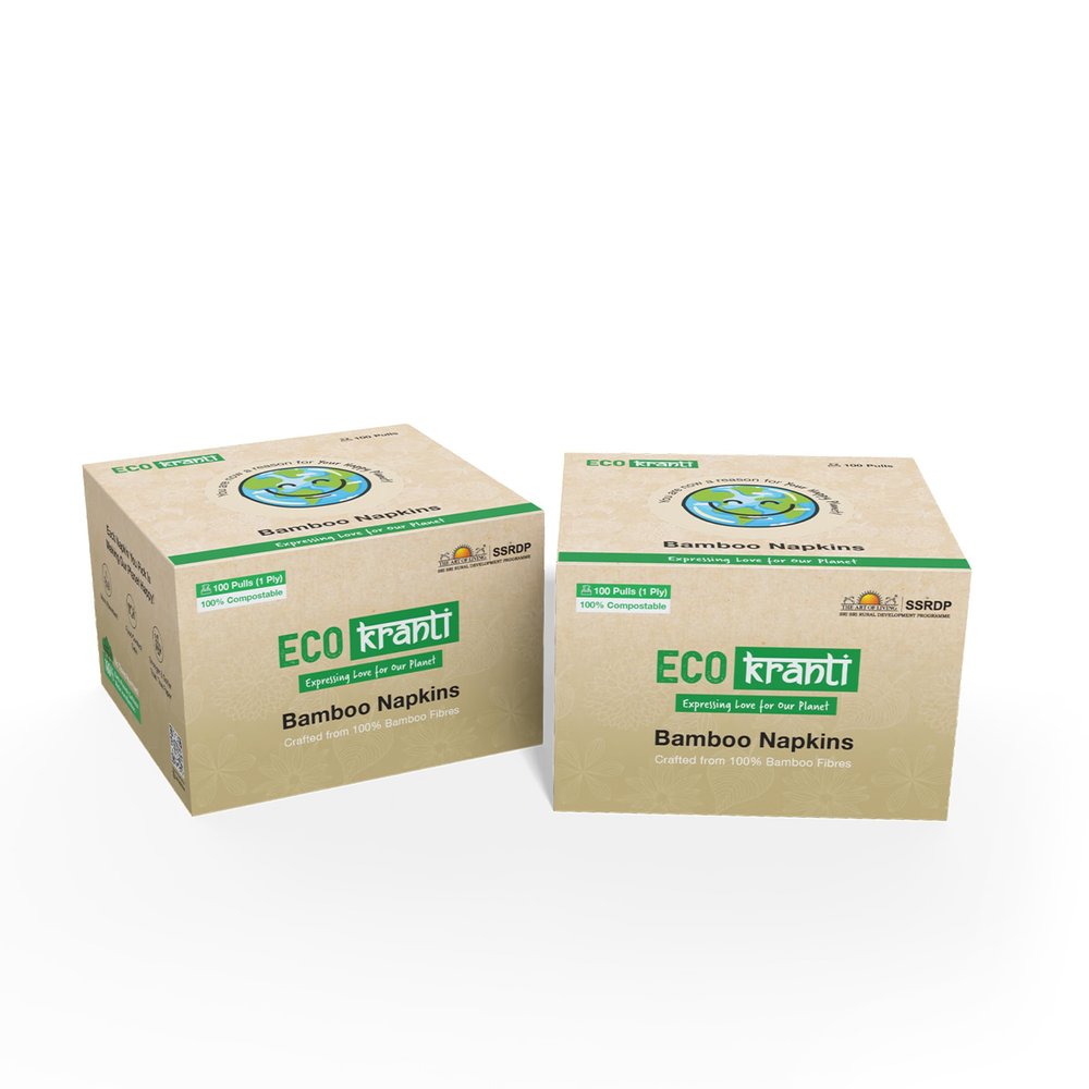 Eco Kranti Bamboo Facial Tissue Napkins | 100 Pulls x 2 Packs | 100% Natural & Eco-friendly | Soft & Absorbent Face Napkins | Biodegradable, Compostable & Environment-Safe | Travel-Friendly tissues