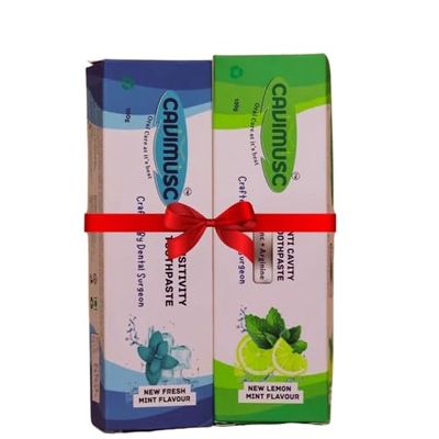 Cavimusc Herbal Anti-Cavity & Sensitivity Toothpaste Combo Pack  Fresh Mint & Lemon Mint Flavours, Dentist-Crafted Oral Care Formula for Strong Teeth, Healthy Gums & Long-Lasting Freshness (Pack of 2)