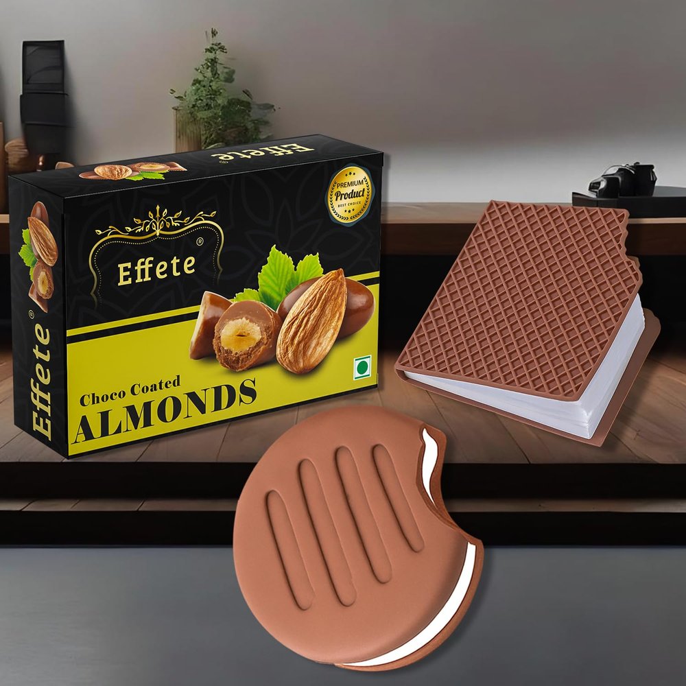 Garth Choco Coated Almond Chocolates (32g) with Early Learning/Writing Practice Square & Round Shape Real Scent Chocolate Diary 2 Pcs  Fun, Tasty & Educational Gift Set for Special Occasions