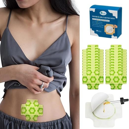 40 PCS Castor Oil Pack Wrap, Disposable Castor Oil Patches for Belly Button, No Wash, Easy to Use