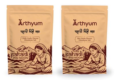 Arthyum Himalayan Pink Flavoured Salt with Mixed Herbs And Himalayan Pink Salt Blends with Chilly Garlic Seasoning mix - Popcorn, Noodles, Salad, Raita, Fruits, Makhana Pasta, Pizza, Salads, Premium Sprinkler | Unprocessed | Pure & Natural Traditiona