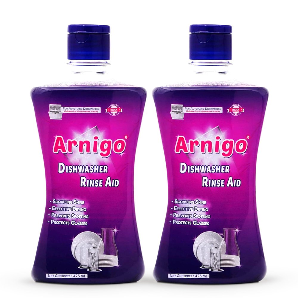 Arnigo Dishwasher Rinse Aid Liquid (2 units X 425ML) - Shine and Dry | Suitable for All Brands Dishwasher Machines