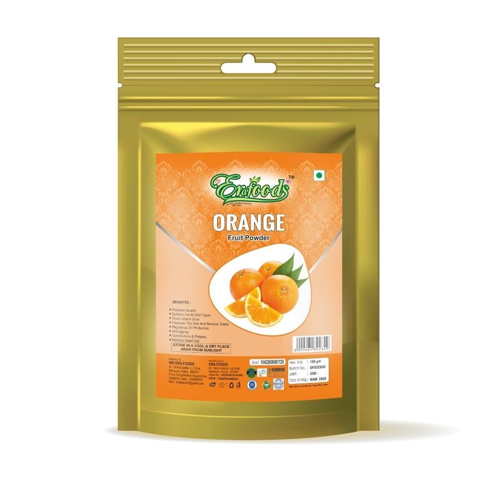 Erafoods Orange Fruit Powder | Natural Vitamin C Rich Superfood | For Smoothies, Juices, Baking & DIY Skincare | 100% Pure & Natural, No Additives (200g)