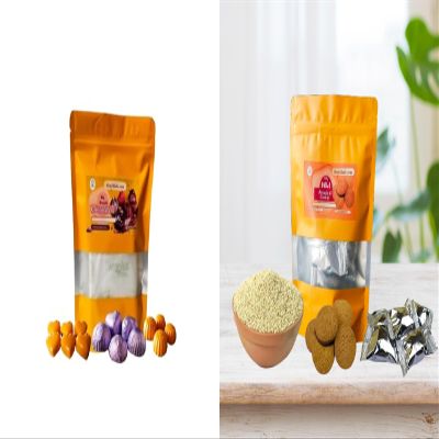 OotyMade.com Homemade Orange Molding Chocolates with Exotic Flavor & Barnyard Millet Biscuits Healthy & Tasty Snack for All Ages Nutritious Biscuits & Cookies Combo of 2