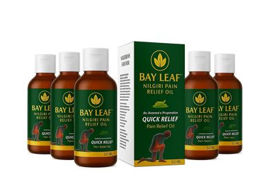 Bay Leaf Nilgiri Pain Relief Oil 50ML (Pack of 5) | Natural Herbal Massage Oil for Joint Pain, Back Pain, Knee Pain & Muscle Aches