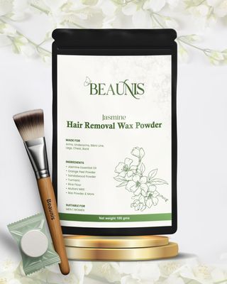 Beaunis Jasmine Wax Powder for Hair Removal with Aloe Vera | Painless Herbal Hair Removal Powder for Women and Men | All Skin Types for Hands, Legs, Underarms, Bikini & Intimate Area - 100 gm
