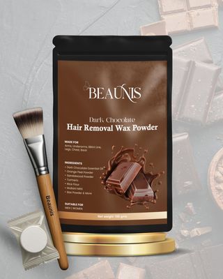 Beaunis Dark Chocolate Wax Powder for Hair Removal for Women and Men | Hair Removal Powder with Aloevera | Painless Herbal Wax Powder, All Skin Types Hands, Legs, Underarms, Bikini & Intimate Area - 100 gm (Pack of 1)