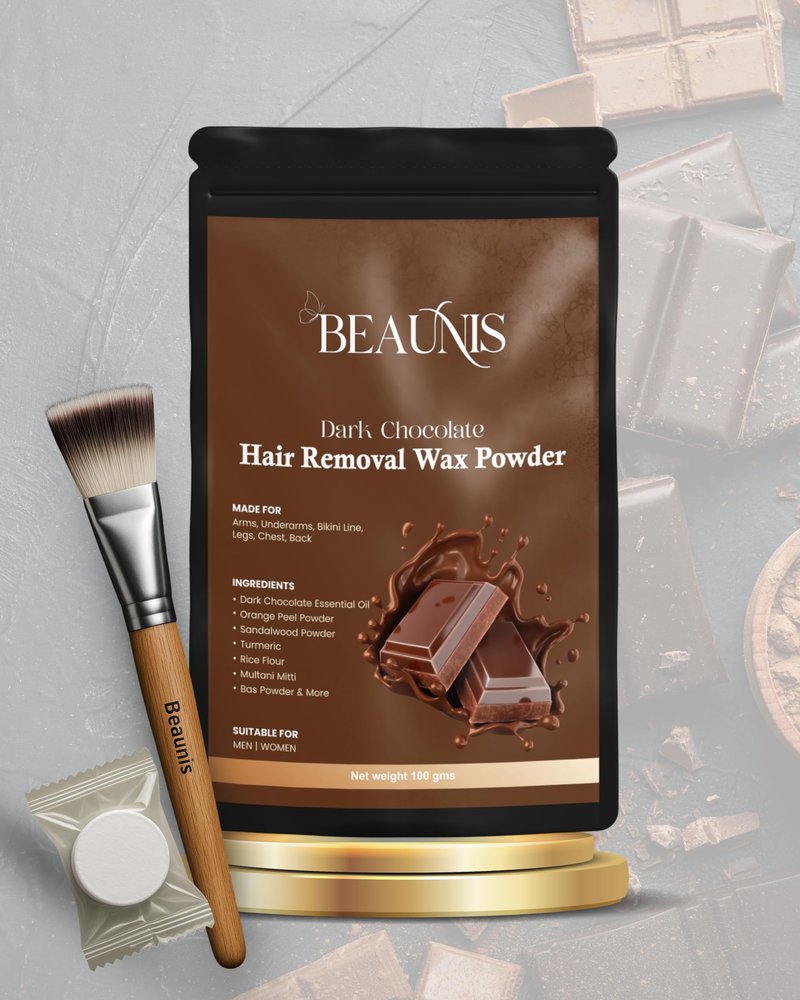 Beaunis Dark Chocolate Wax Powder for Hair Removal for Women and Men | Hair Removal Powder with Aloevera | Painless Herbal Wax Powder, All Skin Types Hands, Legs, Underarms, Bikini & Intimate Area - 100 gm (Pack of 1)
