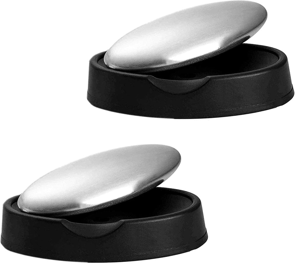 Defflo 2pcsS Stainless Steel Soap, Magic Metal Odor Remover Bar Eliminating Smells Like Fish Onion Garlic Scents from Hands and Skin, Suitable for Kitchen (2 pcs)