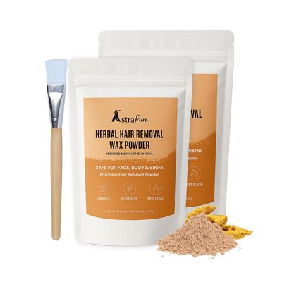 Astrapure - Herbal Hair Removal wax powder for face, body, Underarms ,Bikini & Intimate women & Men, 5 min Painless & Quick Solution , Easy to use at home, No chemicals - No Irritation, No Skin rashes 100gm ( Pack of 2)