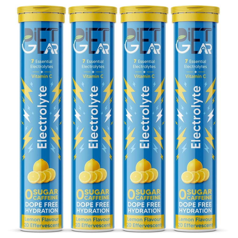 DIET GEAR No Junk Electrolyte | 20 Ltr/80 Servings | Zero Sugar, Zero Caffeine, Zero BS Energy Drink | 7 Electrolytes + Vitamin C That Works as Hard as You Do | Made for Indias Heat & Hustle | Lemon Flavour