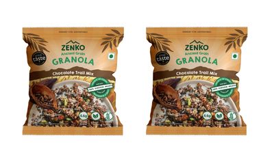 ZENKO Ancient Grain Chocolate Trail Mix Granola | Plant Based, Gluten Free, with Nuts and Seeds | 50g | Pack of 2