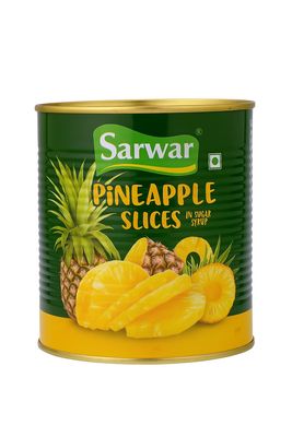 Sarwar Pineapple Slices in Syrup 850g | Juicy, Naturally Sweet & 100% Veg | Ready-to-Eat Tropical Fruit | Ideal for Desserts, Cakes, Baking, Pizzas, Mocktails, Smoothies & Fruit Salads | Tin Pack