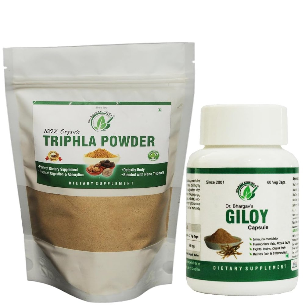 Bhargav Ayurveda I Giloy 60 Capsules & Triphla Powder 100 GMS