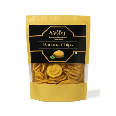 Bellas Banana Chips, Kerala Style Coconut Oil Fried, Lightly Salted | Banana Wafers - Crispy Chips - Tasty Yummy Snacks (200g)