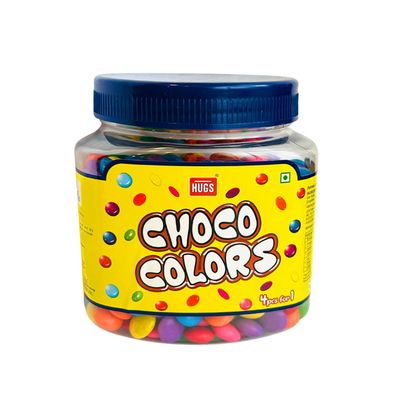 Hugs Choco Colors  Chocolate Gems, Candy Coated Chocolate Munchies | Colorful Chocolates for Kids, Snacking, Cake Decoration & Party Favors (450 gm)