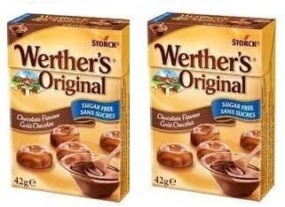 Werthers Original Sugar Free Chocolate Flavored Hard Candies, 42g, Pack of 2