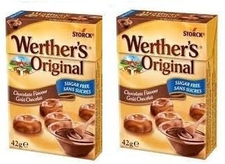 Werthers Original Sugar Free Chocolate Flavored Hard Candies, 42g, Pack of 2
