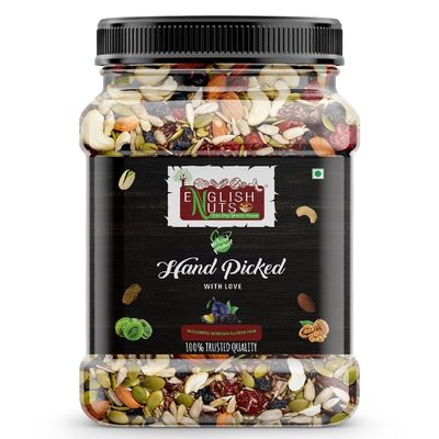 1 Kg Mixed Nuts | 14+ Varities Mixed Nuts Seeds & Berries | International MixNut | Almonds | Walnut | Cashew | Pumpkin | Green Raisin| Black Raisin|Sunflower | Apricot | Flax | Zahidi Dates | Dry Khajoor| Dried 10 In 1 Berries Like Pomelo , kiwi , pa