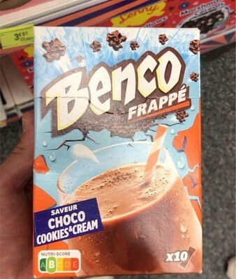 Drinking Chocolate Choco Cookies & Cream Flavour 100gm | Benco Frappe |10 Satchet X 10gm each. (Product of France)