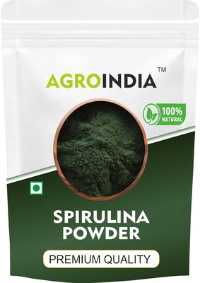 AgroIndia Spirulina Powder 100% Natural And Pure With No Added Preservatives 100g- Spirulina Powder for face, Dried Protein Green Algae Powder- Rich in Iron, Calcium, Potassium- Boost Energy & Immunity, Supports Digestion (100gm)
