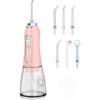 H2ofloss Water Flosser Portable Dental Oral Irrigator with 5 Modes, 6 Replaceable Jet Tips, Rechargeable Waterproof Teeth Cleaner for Home and Travel -300ml Detachable Reservoir (Light Pink) view 1