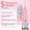 H2ofloss Water Flosser Portable Dental Oral Irrigator with 5 Modes, 6 Replaceable Jet Tips, Rechargeable Waterproof Teeth Cleaner for Home and Travel -300ml Detachable Reservoir (Light Pink) view 2