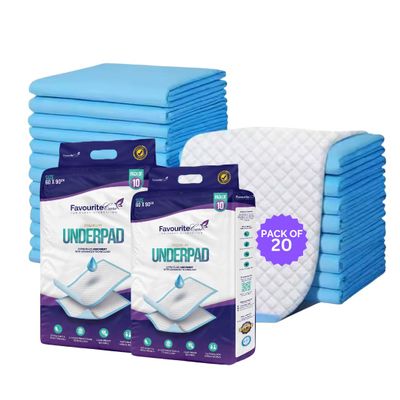 Favourite Care Adult Bed Pads 60x90 cm, Pack of 20 | Super Absorbent Disposable Underpads for Seniors