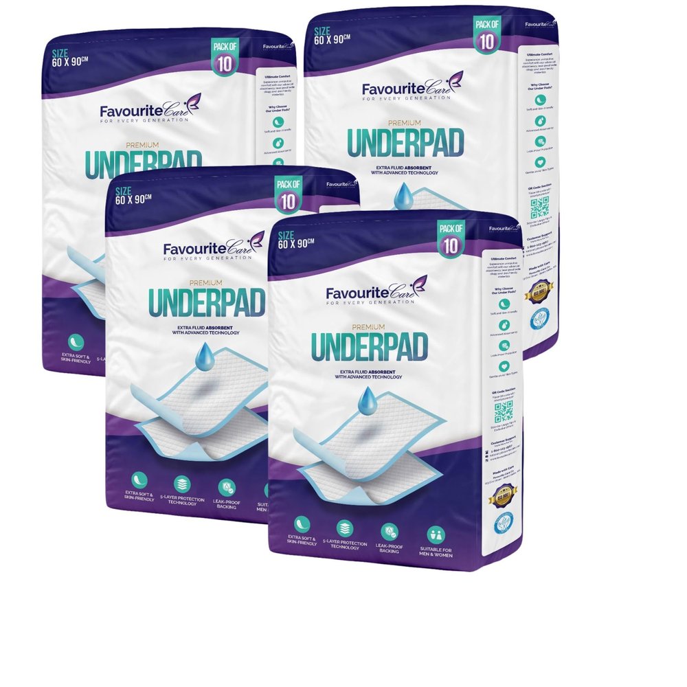 Favourite Care Premium Adult Underpads  60x90 cm, Pack of 40 | Leak-Proof Disposable Bed Pads for Senior Care