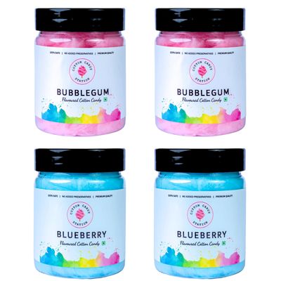 Cotton Candy Bubblegum & Blueberry Flavour Combo - 20g Each (Pack Of 4) | Light | Vegan | Perfect for Parties | Birthday Parties/Weddings/Festivals/Baby Showers/Corporate Events | 100% Safe | No Added Preservatives