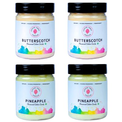Cotton Candy Butterscotch & Pineapple Flavour - 20g Each (Pack Of 4) | Light | Vegan | Perfect for Parties | Birthday Parties/Weddings/Festivals/Baby Showers/Corporate Events | 100% Safe | No Added Preservatives