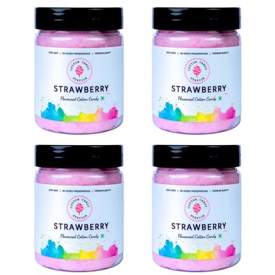 Cotton Candy Strawberry Flavour - 20G (Pack Of 4) | Light | Vegan | Perfect for Parties | Birthday Parties/Weddings/Festivals/Baby Showers/Corporate Events | 100% Safe | No Added Preservatives