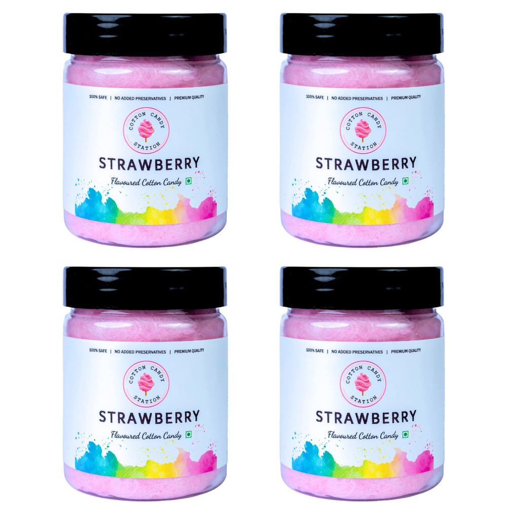 Cotton Candy Strawberry Flavour - 20G (Pack Of 4) | Light | Vegan | Perfect for Parties | Birthday Parties/Weddings/Festivals/Baby Showers/Corporate Events | 100% Safe | No Added Preservatives