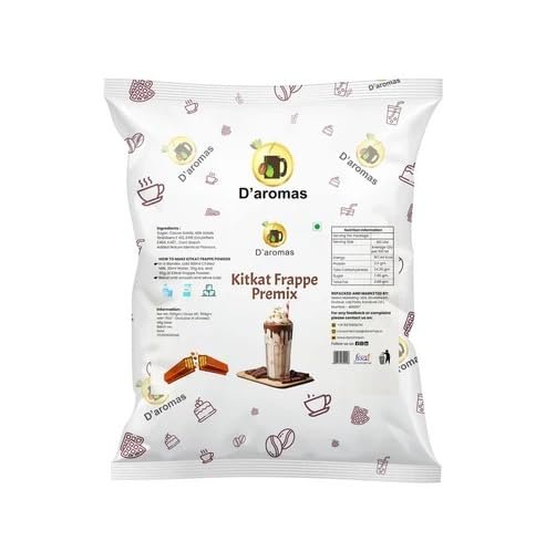 D'aromas Kitkat Frappe Premix Powder 500g,100% Vegetarian Frappe Premix Served With Shakes, Coffee, Smoothies, Whipped Cream And Toppings, Ideal For Hotels & Cafe