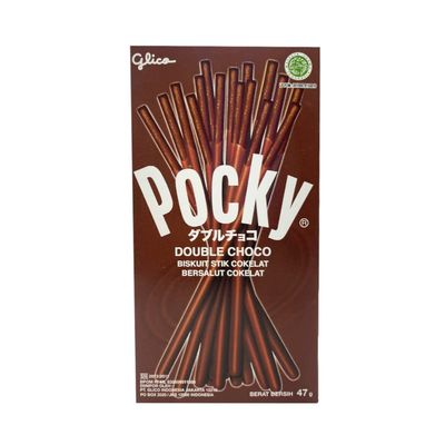 Glico Pocky Double Choco Biscuit Sticks  Rich Chocolate Coated Snack, 47g Each (Pack of 5) | Imported Japanese Treats