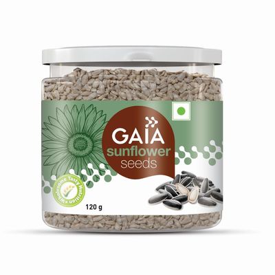 Gaia Sunflower Seeds, Raw and Natural, 120g, Rich in Vitamin E and Minerals, High Protein and Fiber, Healthy Snacking