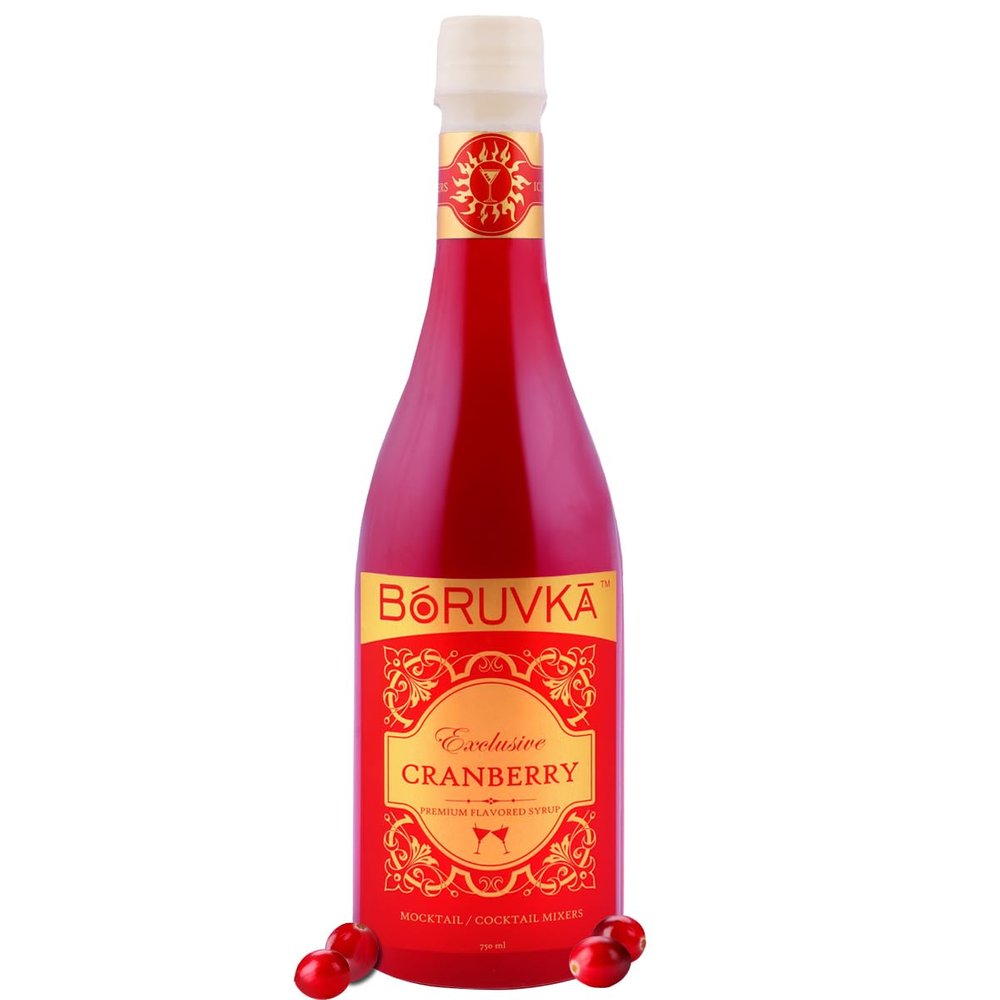 BORUVKA - CRANBERRY Mocktail Cocktail Mixer, Premium Syrup, 750 ml