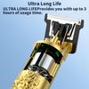 Hair and Beard Trimmer for Men, Cordless Grooming Kit with Adjustable Guards., Golden view 2