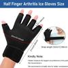 HANNEA Arthritis Gloves for Men and Women Hot Cold Compression Gloves with Reusable Gel Finger Therapy Mitts for Pain Relief Ice Heat Pack Treatment Adjustable Wrist Strap for Hand Care at Home view 2