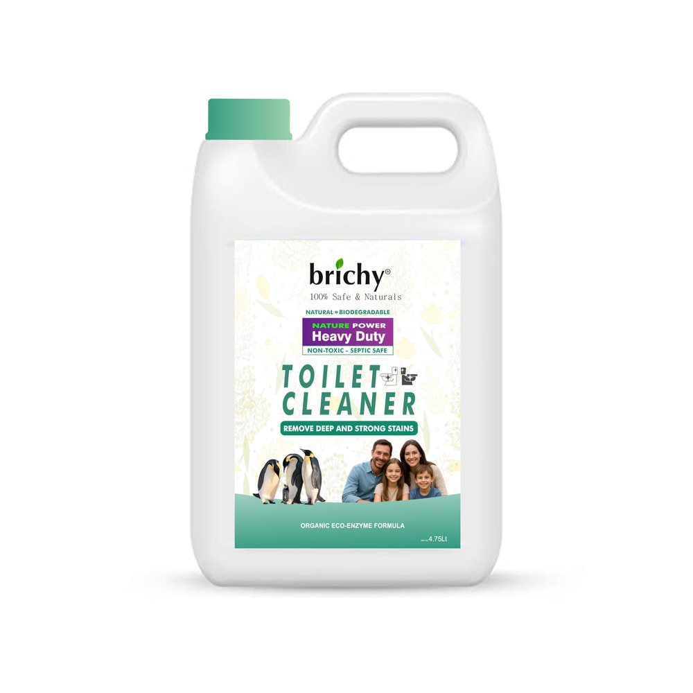 brichy Nature Power Heavy Duty Toilet Cleaner Liquid -| Organic Enzyme-Based | Non-Toxic & Biodegradable Bathroom Cleaner | 4.750 ml | Safe for Septic Tanks | Made in India