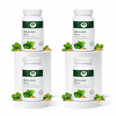 Raasa Brahmi Churna | Organic Memory & Focus Enhancer | Brain Tonic for Stress Relief & Mental Clarity (Pack of 4) 100g Each
