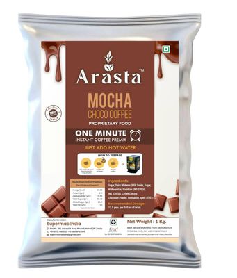 Arasta Instant Mocha Choco Coffee Premix | 3 in 1 Premix Coffee | Milk Not Required | Just Add Hot Water | Suitable for Manual & All Vending Machines | 1 Kg Pouch