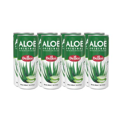 Dellos Aloe Original Drink, 240ml, Pack of 8