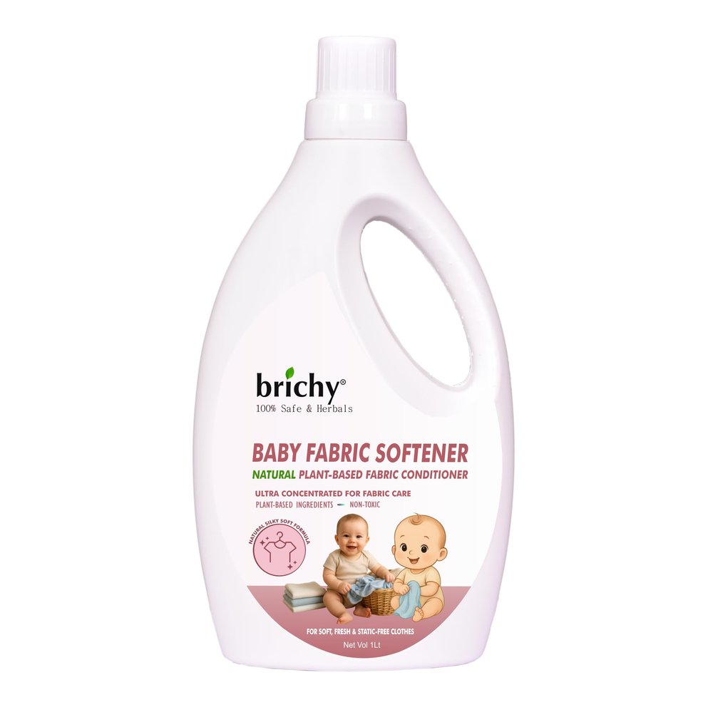brichy Baby Fabric Softener Natural Fabric Conditioner -1 Ltr I Eco-Friendly & Biodegradable | Top Load & Front Load Washing Machine | Skin Safe, Baby Safe, Liquid