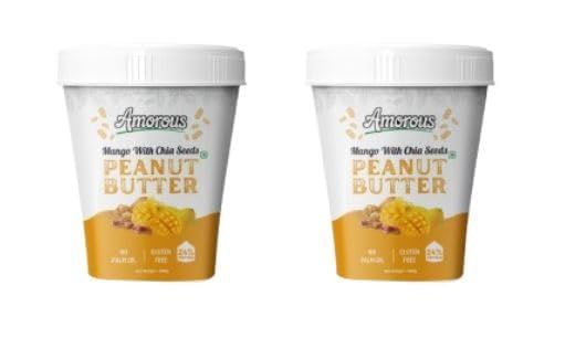 Amorous Mango Chia Seeds Peanut Butter 500g Combo | 100% Roasted Peanuts & Chia Seeds | Unsalted Unsweetened Gluten-Free High Protein 24% Healthy Natural Spread for Bread and Smoothies