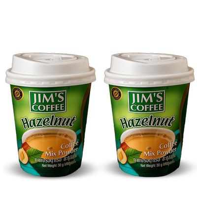 Jim's Instant Cup Coffee Hazlenut 30g Pack of 2